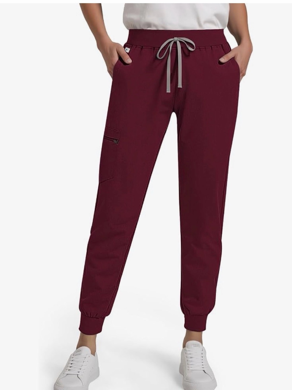 Women's scrubs Drawstring Jogger Pants in Burgundy